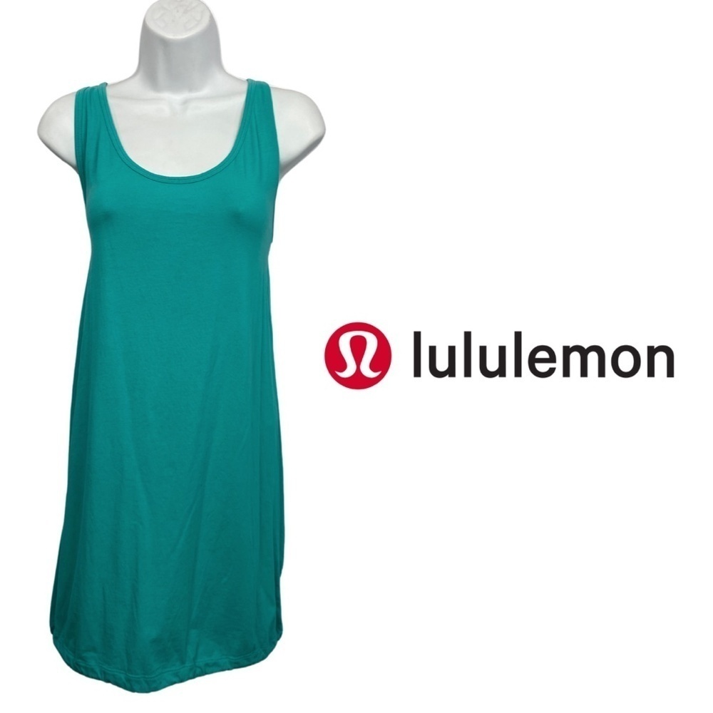 Lululemon Teal Blue Racerback Tank Dress Lightweight Sleeveless Mini Dress